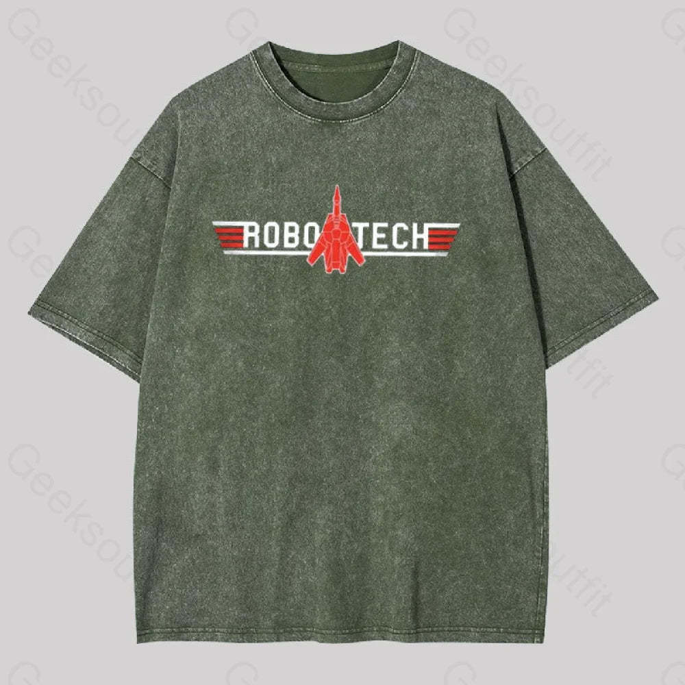 Robo Tech Geek Washed T-Shirt Armygreen / S
