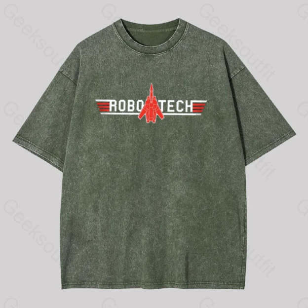Robo Tech Geek Washed T-Shirt Armygreen / S