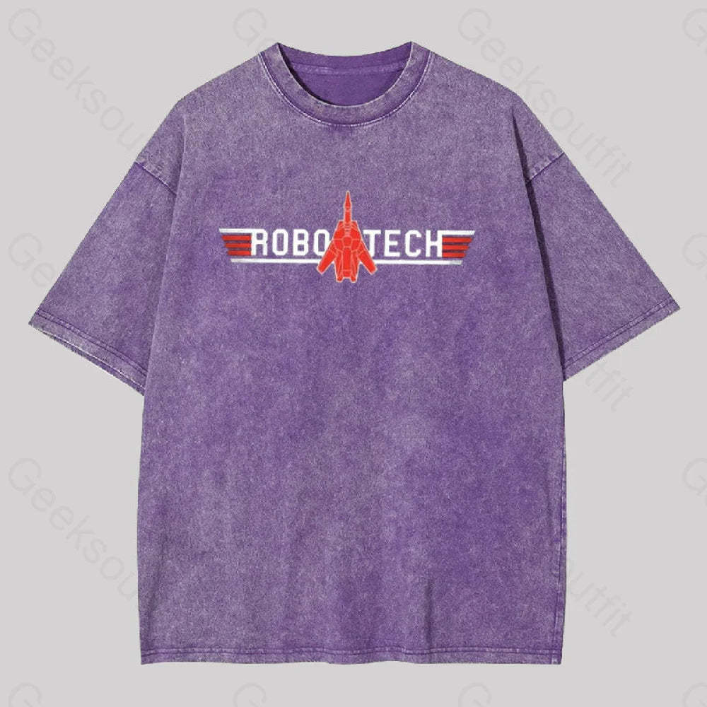 Robo Tech Geek Washed T-Shirt Purple / S