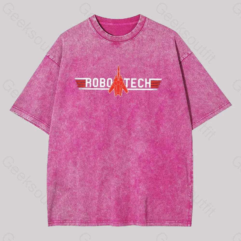 Robo Tech Geek Washed T-Shirt Rose Red / S