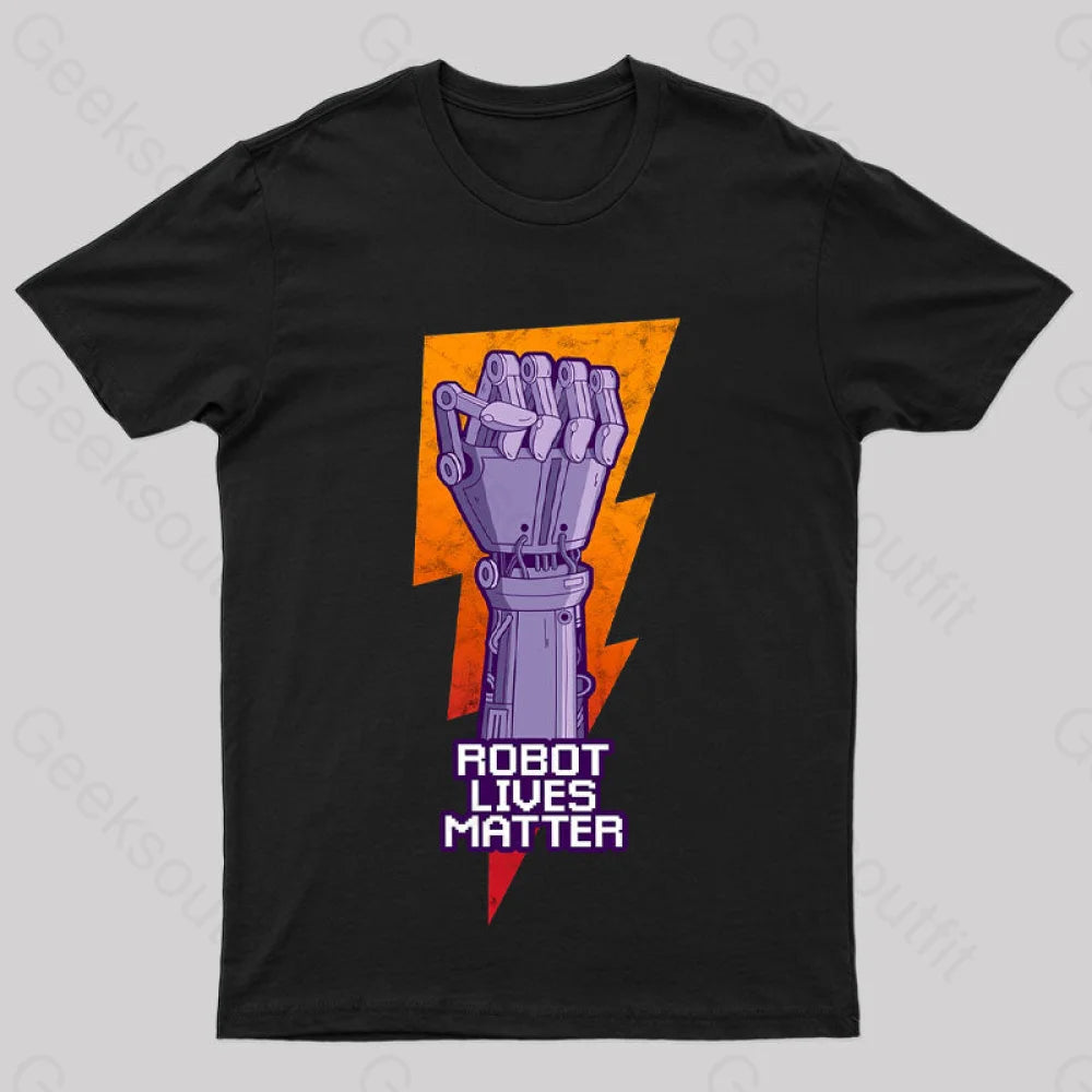 Robot Lives Matter Asimov Classic Nerd T-Shirt Black / S