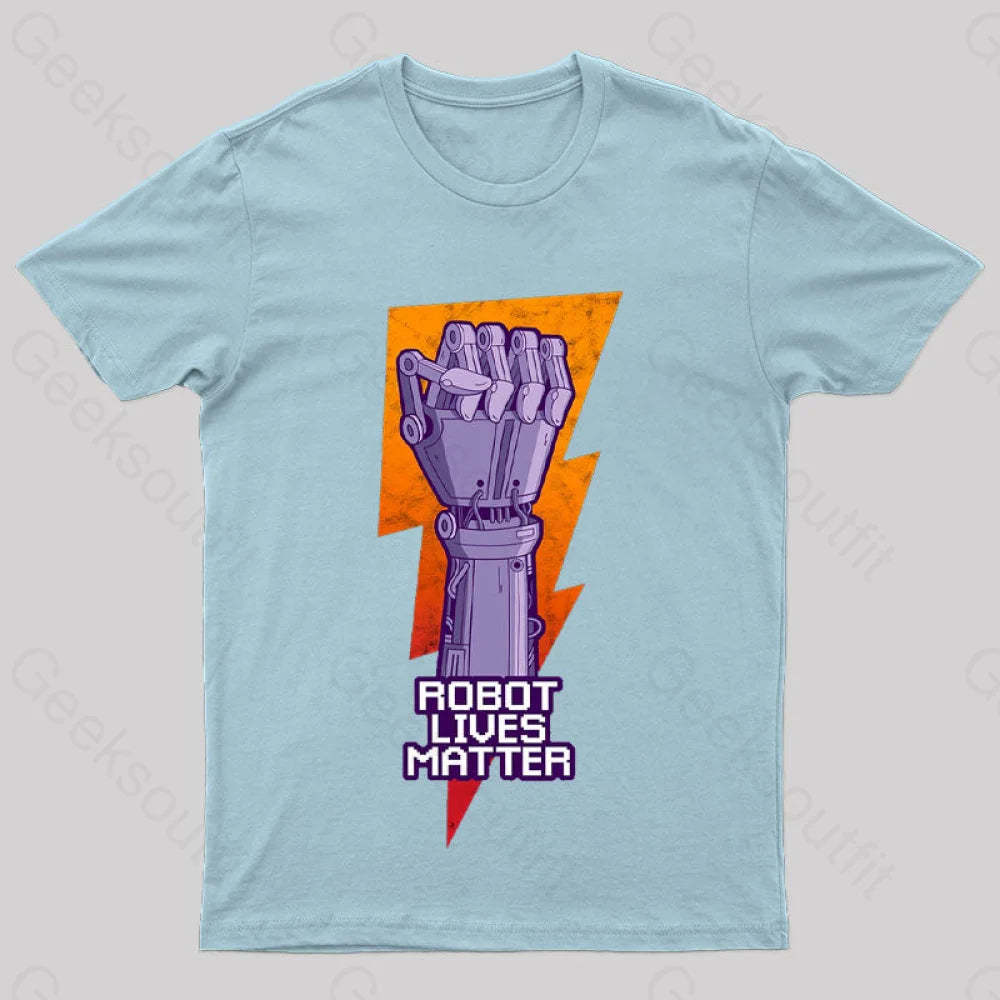 Robot Lives Matter Asimov Classic Nerd T-Shirt Light Blue / S
