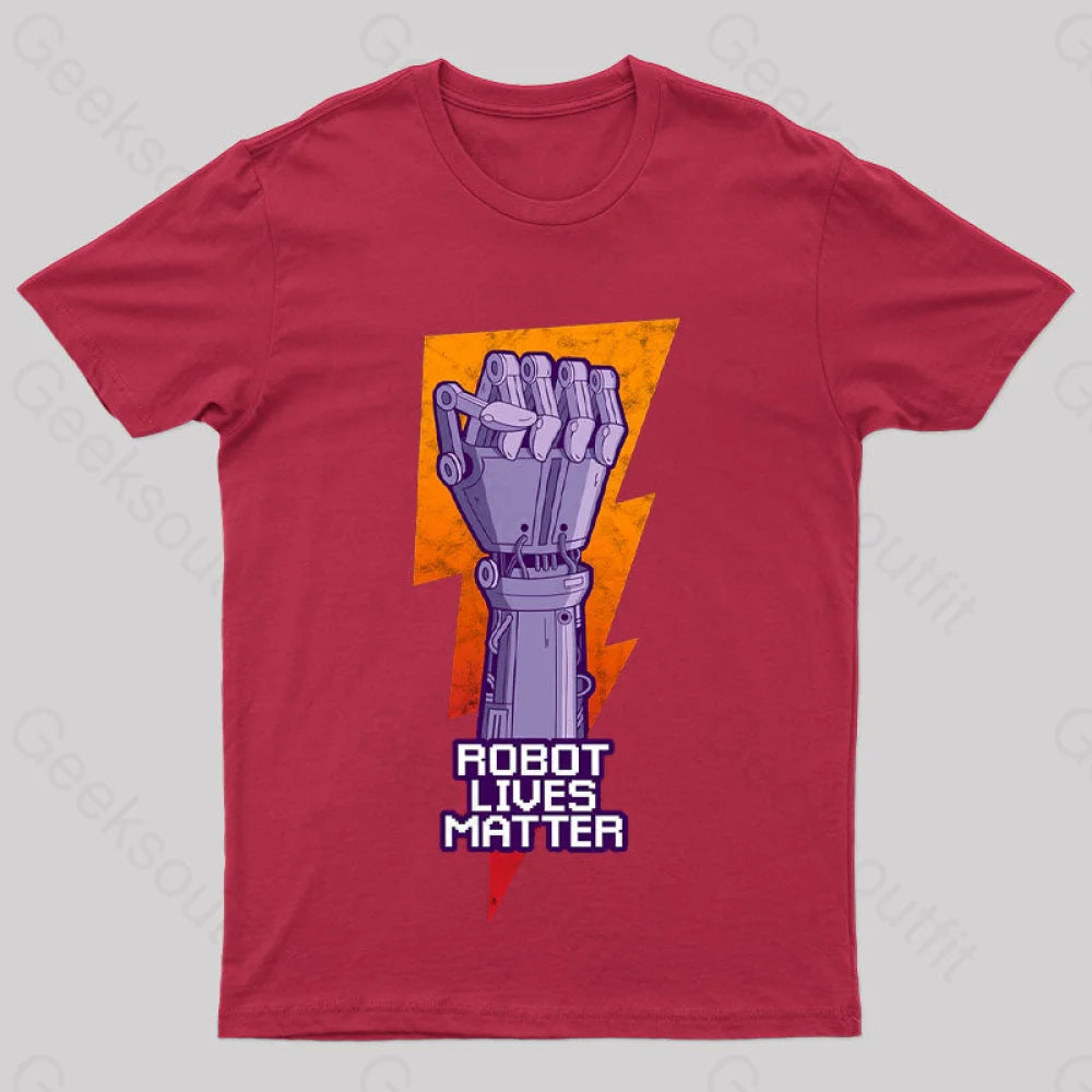 Robot Lives Matter Asimov Classic Nerd T-Shirt Red / S