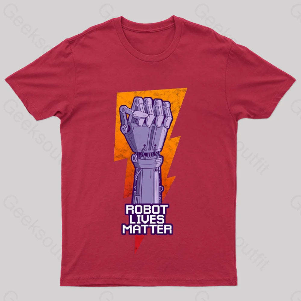 Robot Lives Matter Asimov Classic Nerd T-Shirt Red / S