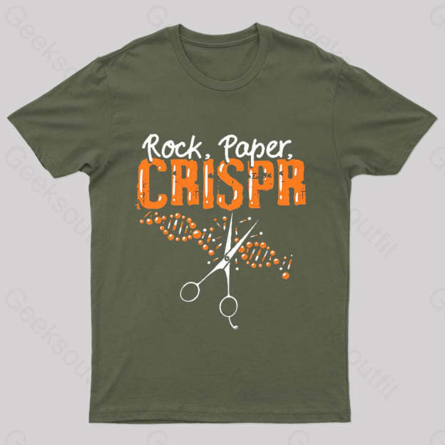 Rock Paper Chrispr Nerd T-Shirt Army Green / S