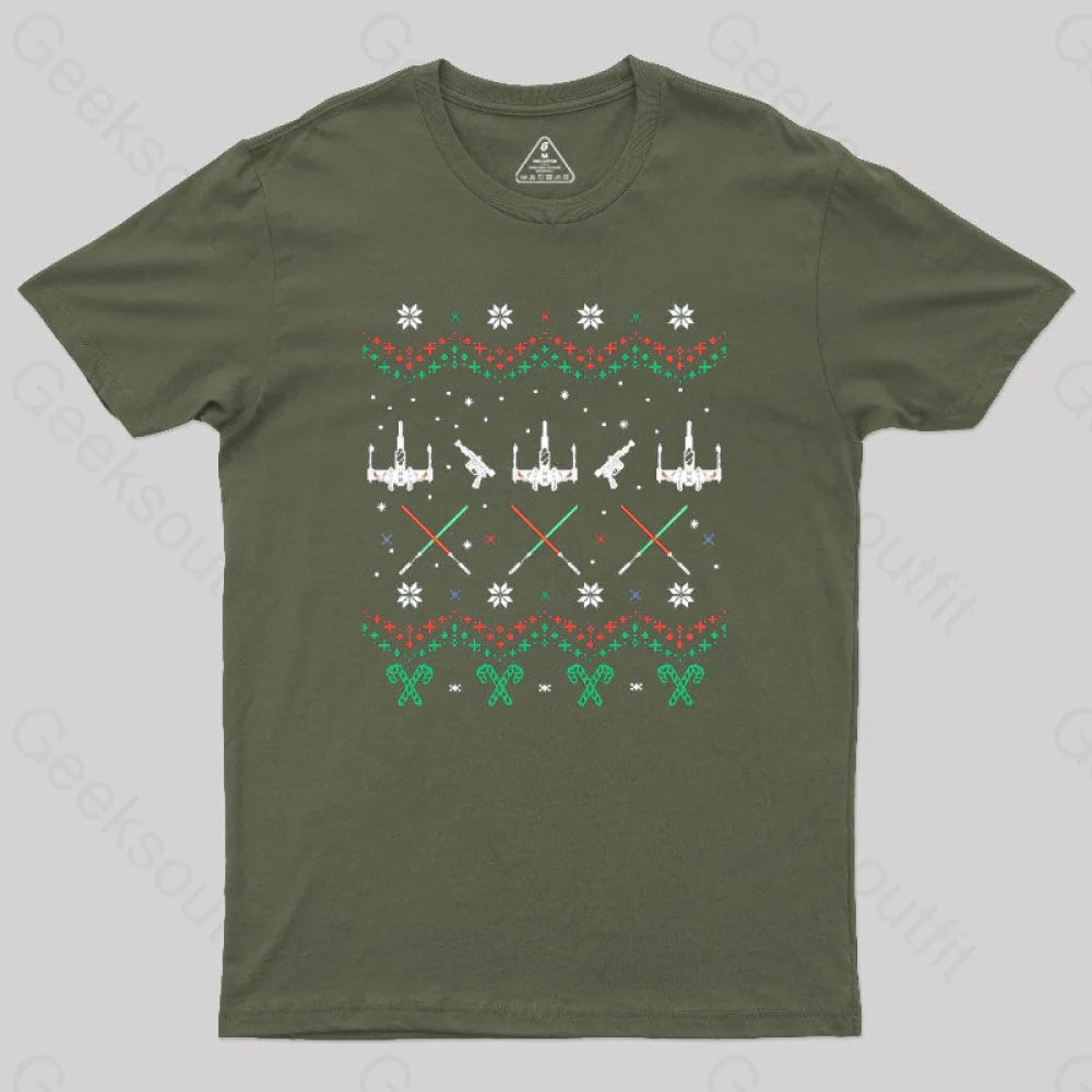 Rogue Christmas Geek T-Shirt Army Green / S