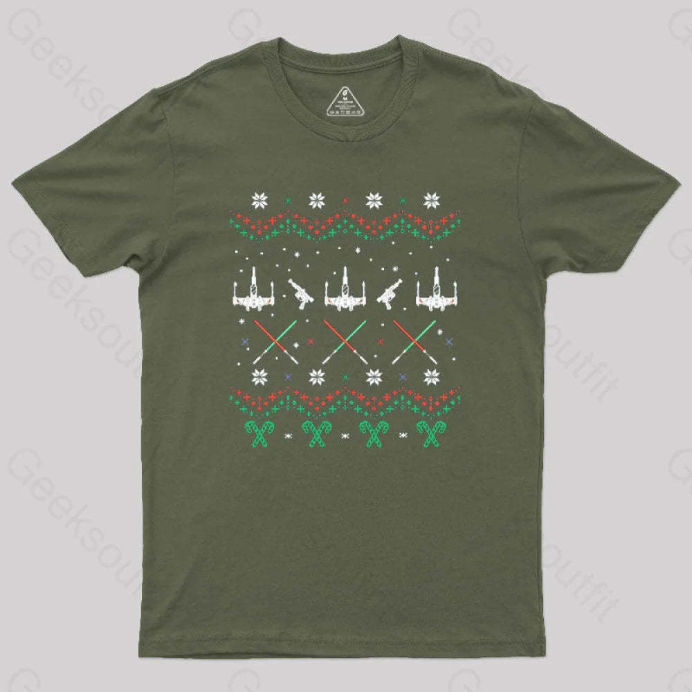 Rogue Christmas Geek T-Shirt Army Green / S