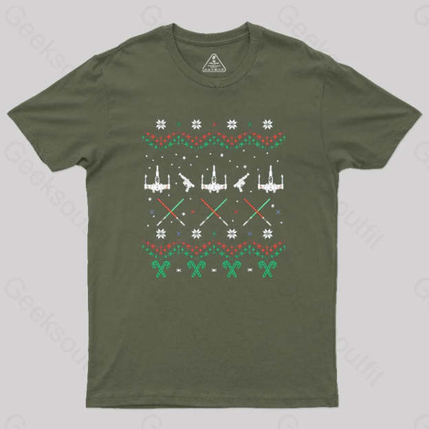 Rogue Christmas Geek T-Shirt Army Green / S