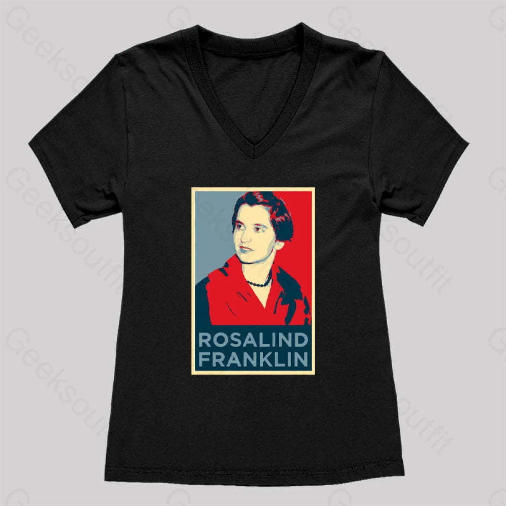 Rosalind Franklin Women’s V-Neck T-Shirt Black / S