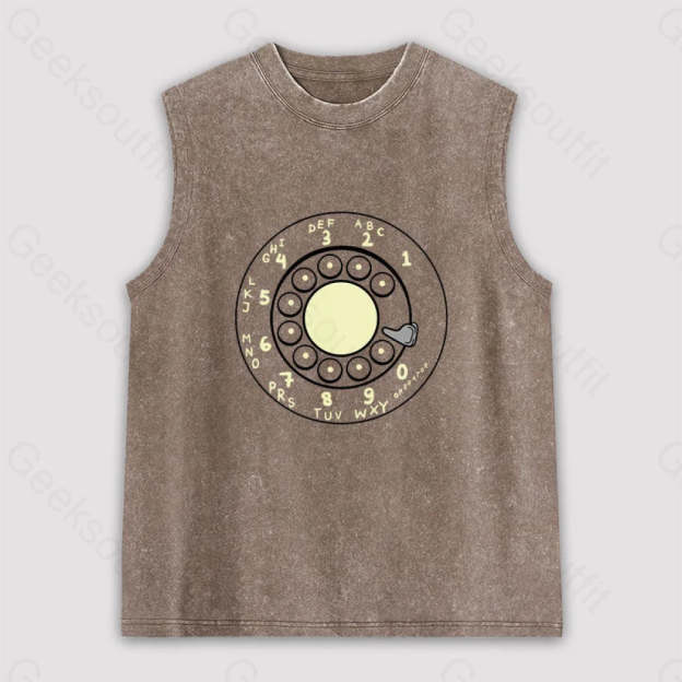 Rotary Dial Vintage Unisex Washed Tank Brown / S