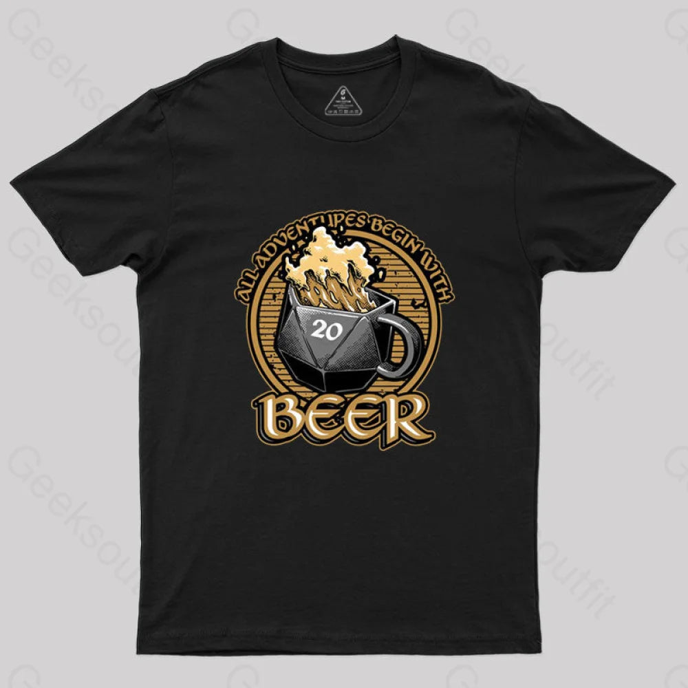 Rpg - All Adventures Begin With Beer T-Shirt Black / S