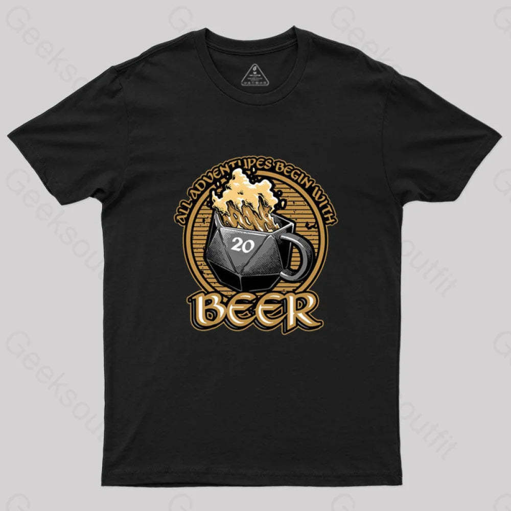 Rpg - All Adventures Begin With Beer T-Shirt Black / S