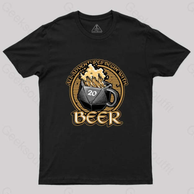 Rpg - All Adventures Begin With Beer T-Shirt Black / S