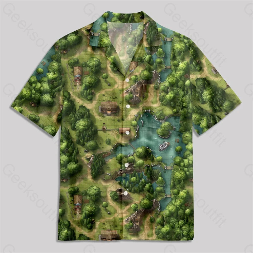 Rpg Game Forest Map Button Up Pocket Shirt Hawaiian / S Bus567 Yc