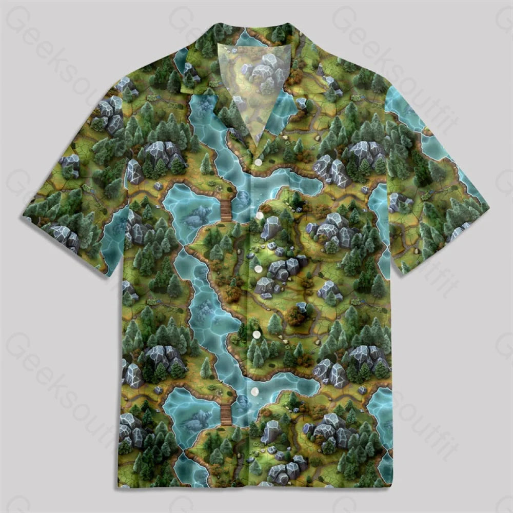 Rpg Game Forest Map Button Up Pocket Shirt Hawaiian / S Bus568 Yc
