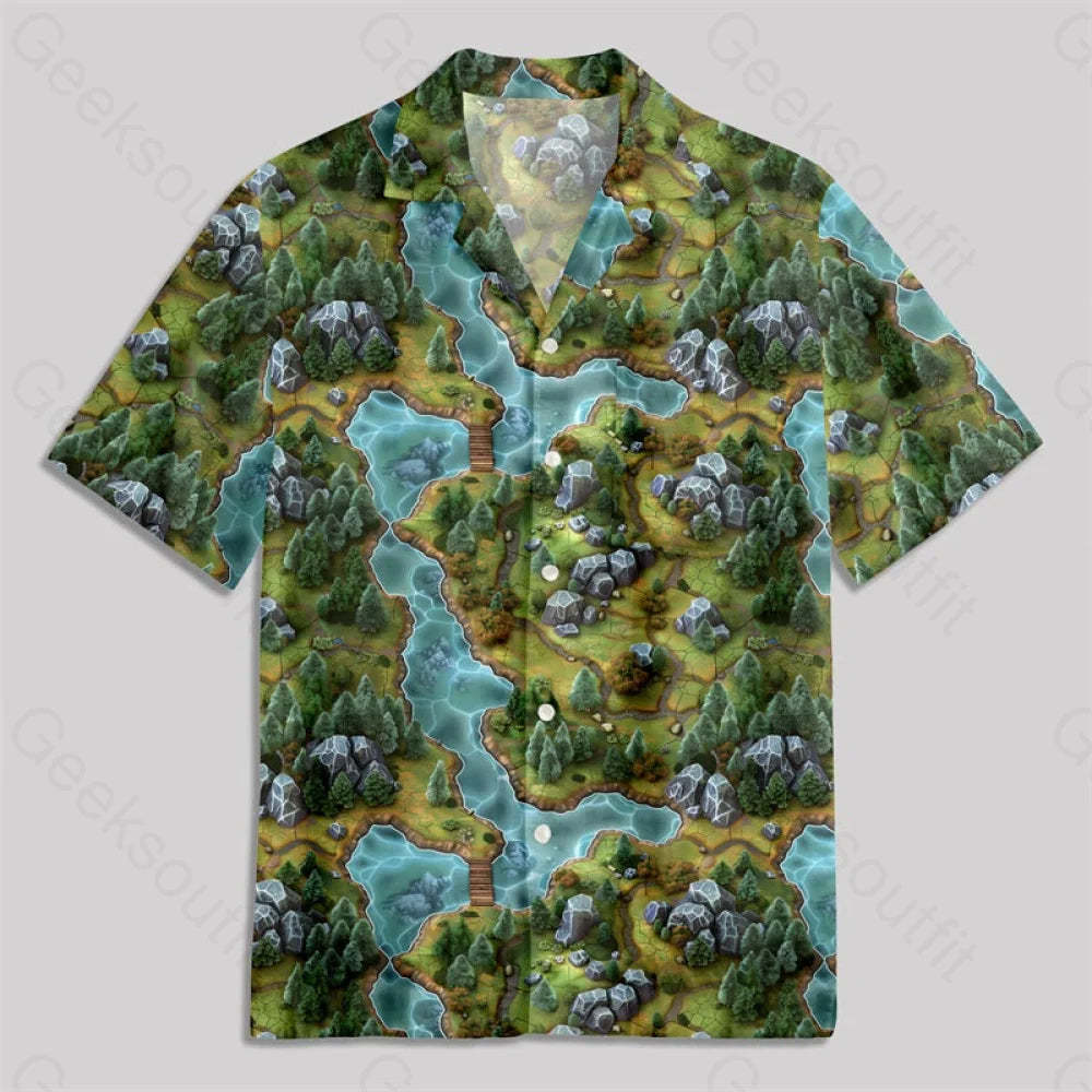 Rpg Game Forest Map Button Up Pocket Shirt Hawaiian / S Bus568 Yc