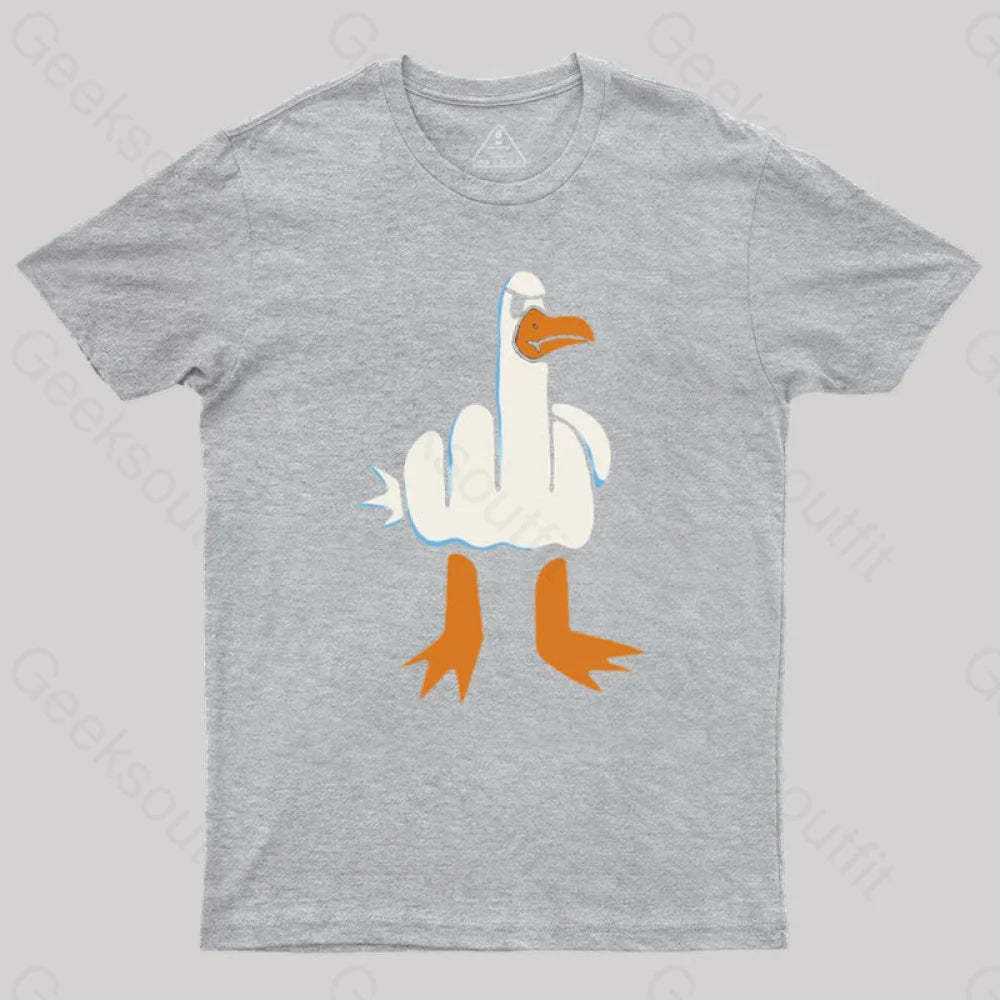 Rude Seagull Design Funny Geek T-Shirt Grey / S