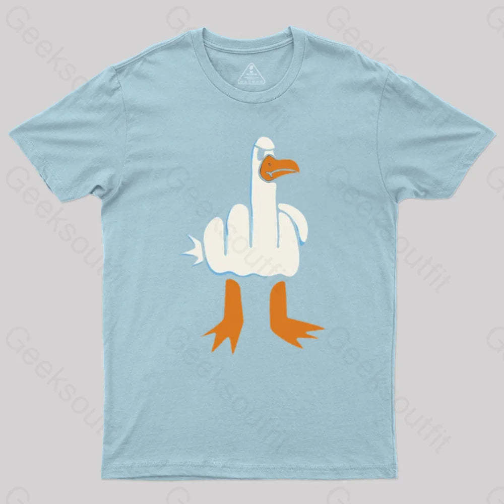 Rude Seagull Design Funny Geek T-Shirt Light Blue / S