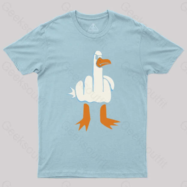 Rude Seagull Design Funny Geek T-Shirt Light Blue / S