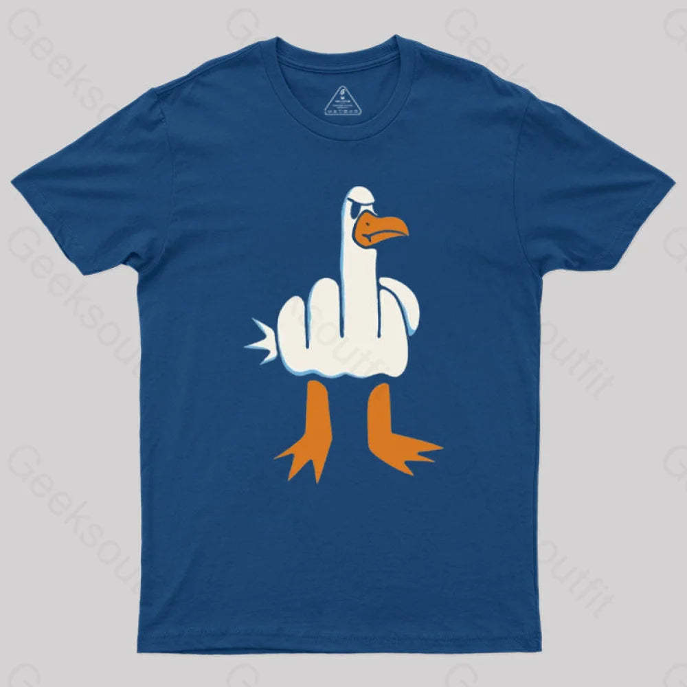 Rude Seagull Design Funny Geek T-Shirt Navy / S