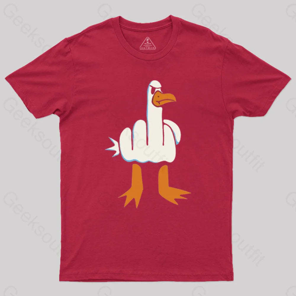 Rude Seagull Design Funny Geek T-Shirt Red / S