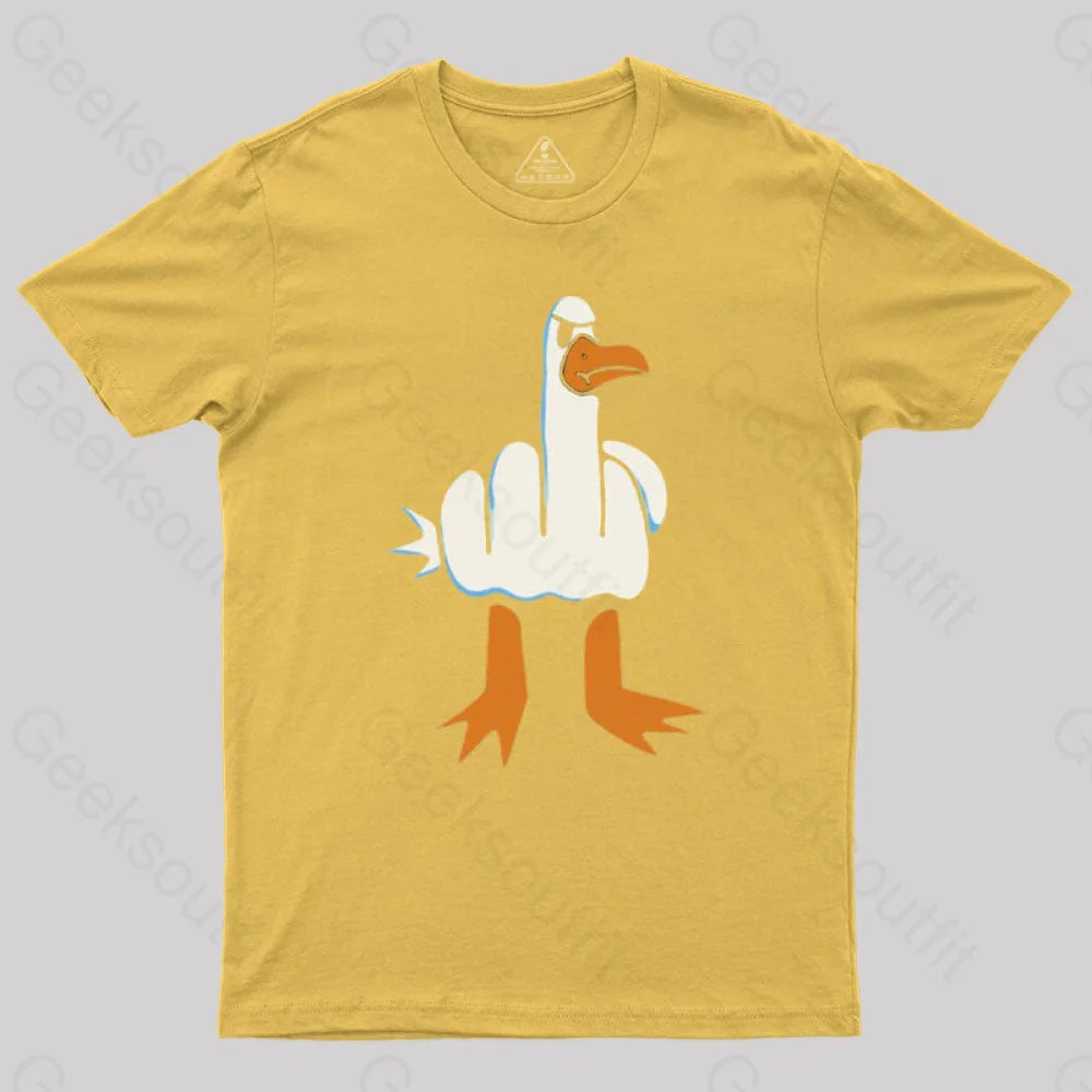 Rude Seagull Design Funny Geek T-Shirt Yellow / S