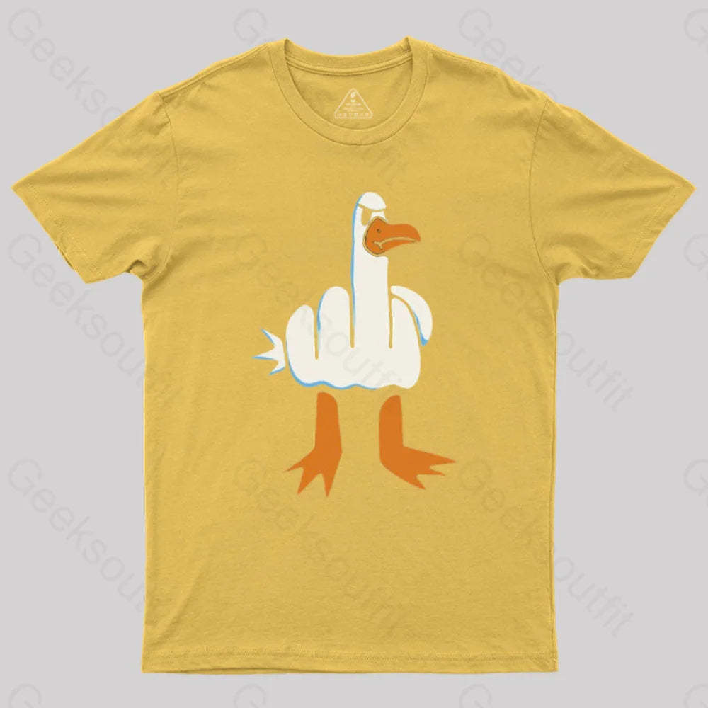 Rude Seagull Design Funny Geek T-Shirt Yellow / S