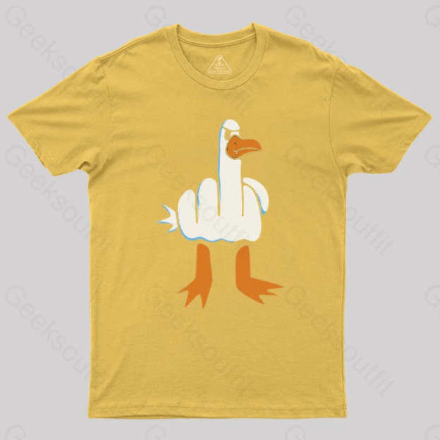 Rude Seagull Design Funny Geek T-Shirt Yellow / S