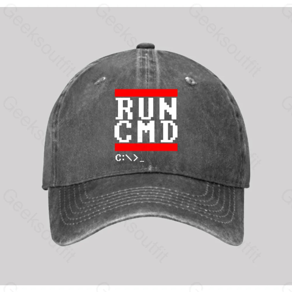 Run Cmd It Washed Vintage Baseball Cap Grey