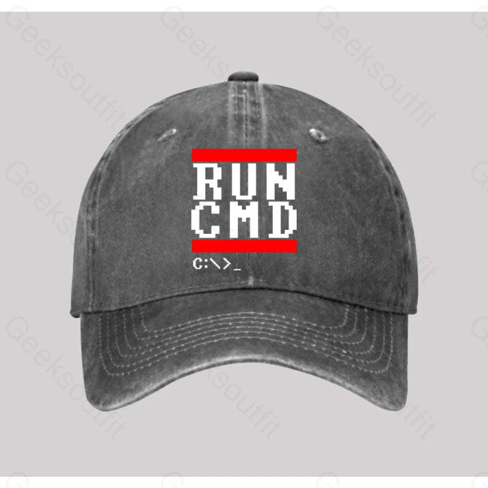 Run Cmd It Washed Vintage Baseball Cap Grey