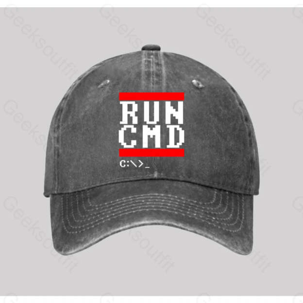 Run Cmd It Washed Vintage Baseball Cap Grey