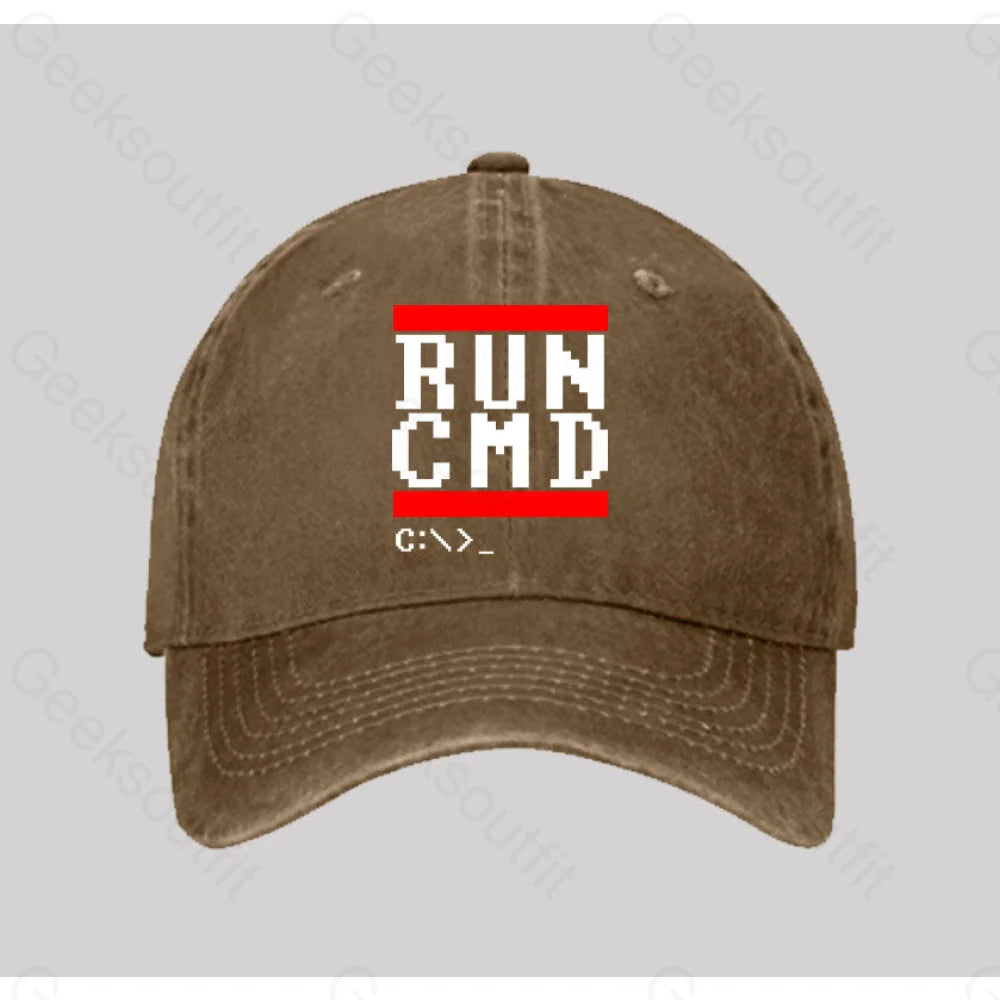 Run Cmd It Washed Vintage Baseball Cap Natural