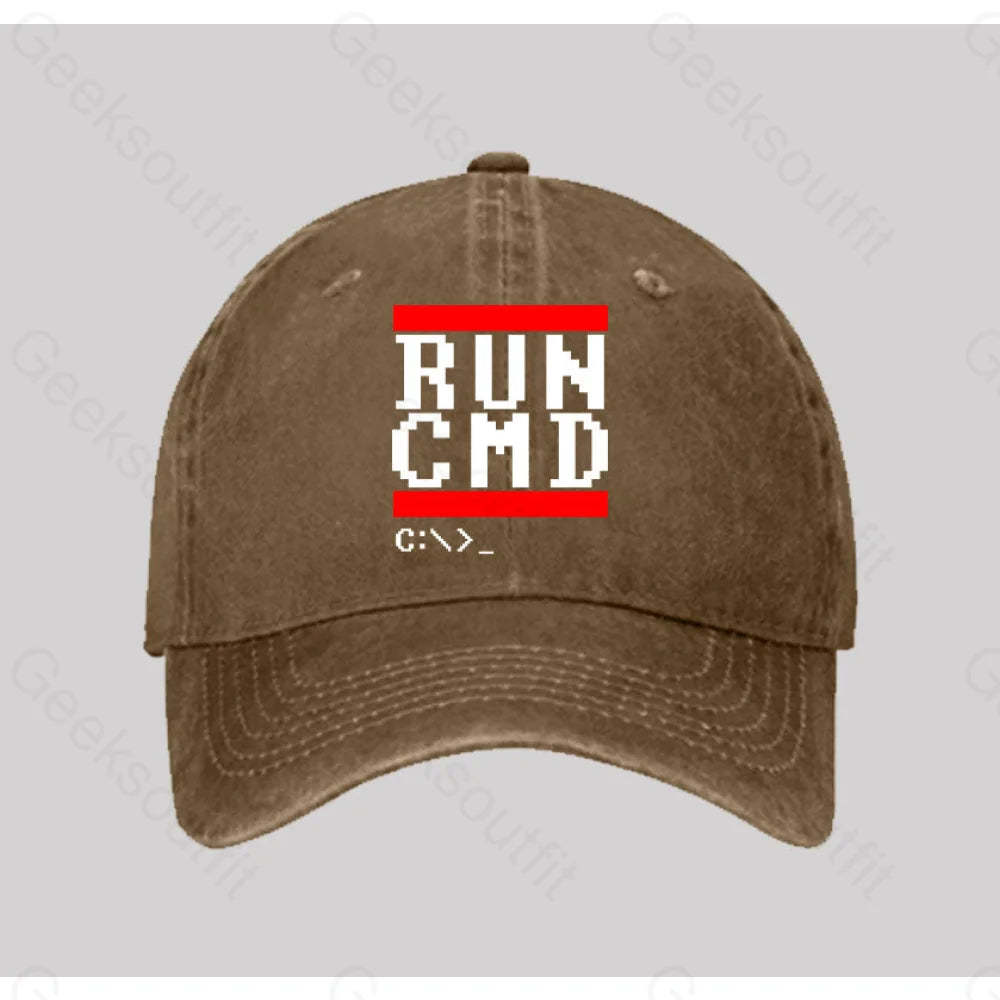 Run Cmd It Washed Vintage Baseball Cap Natural