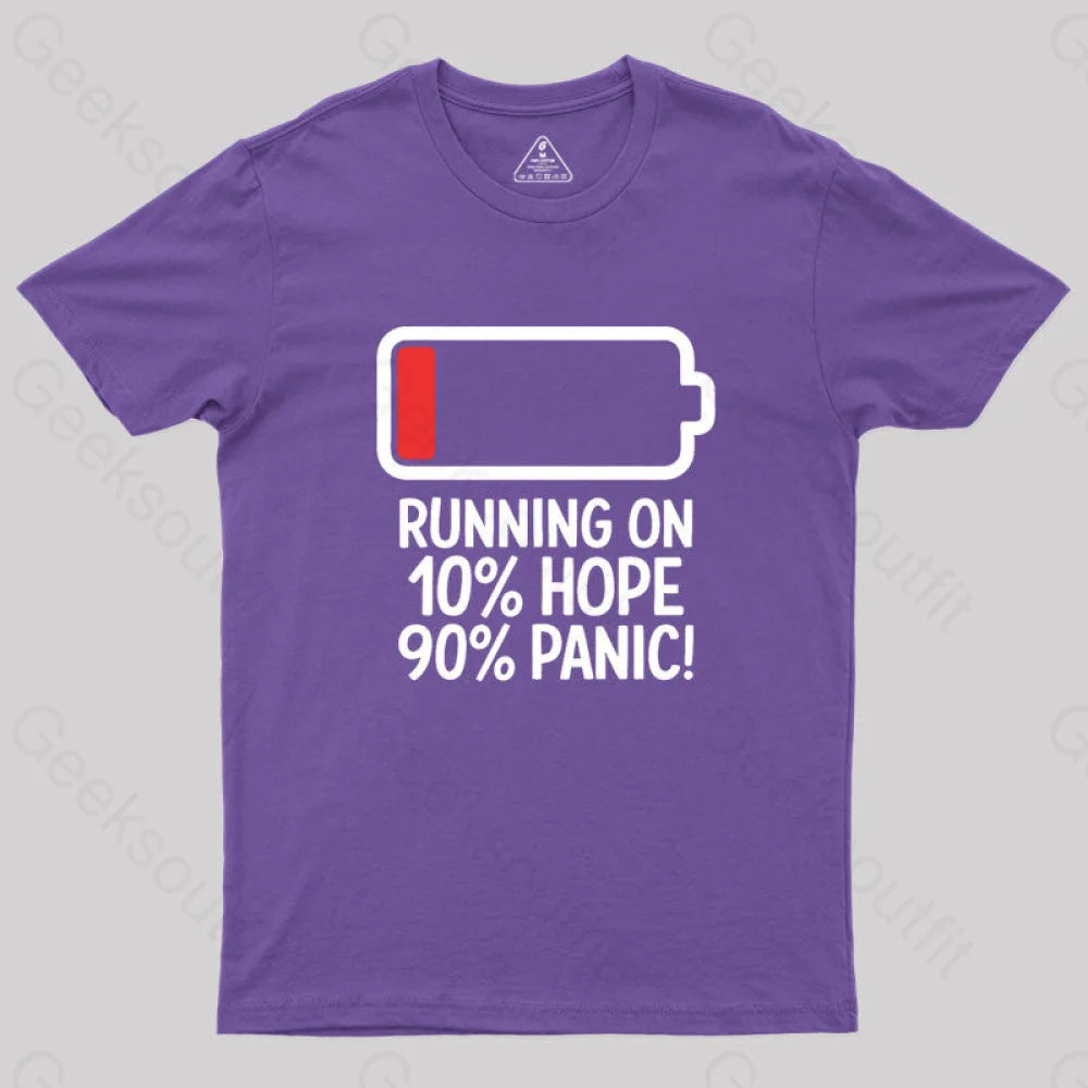 Running On 10% Hope 90% Panic Geek T-Shirt Purple / S