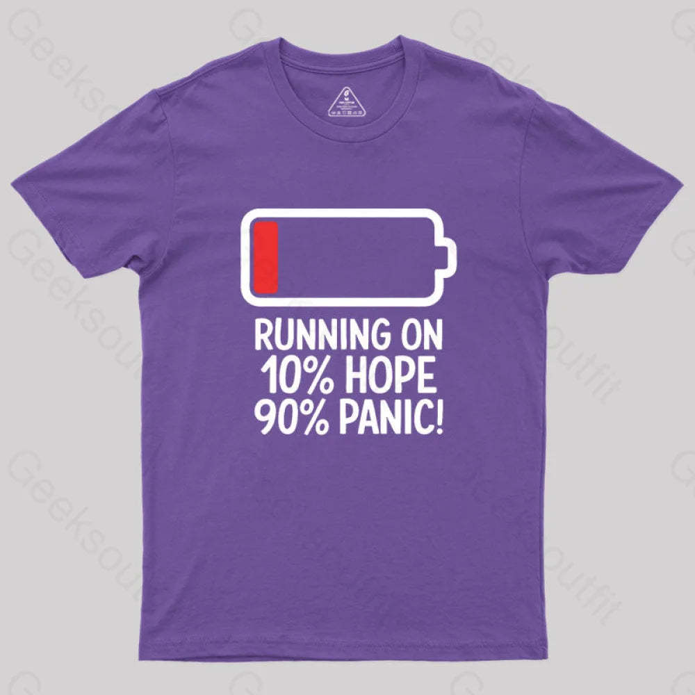 Running On 10% Hope 90% Panic Geek T-Shirt Purple / S