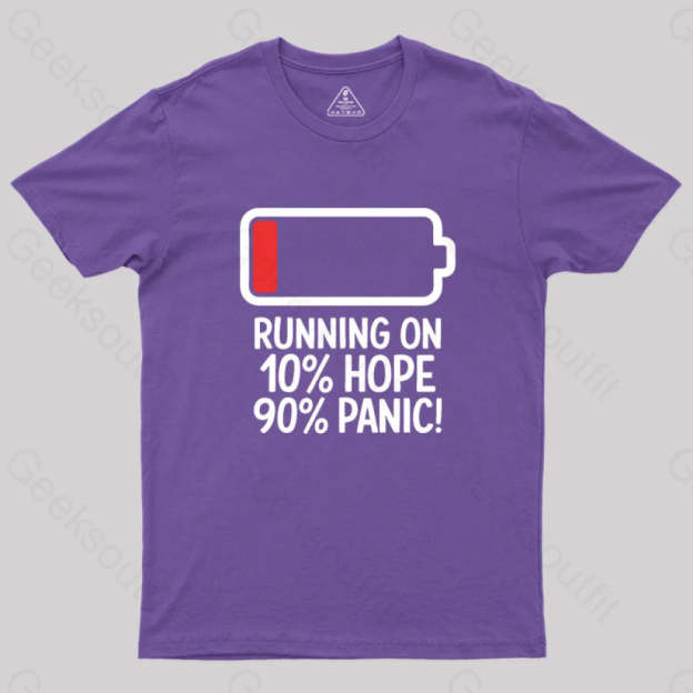 Running On 10% Hope 90% Panic Geek T-Shirt Purple / S