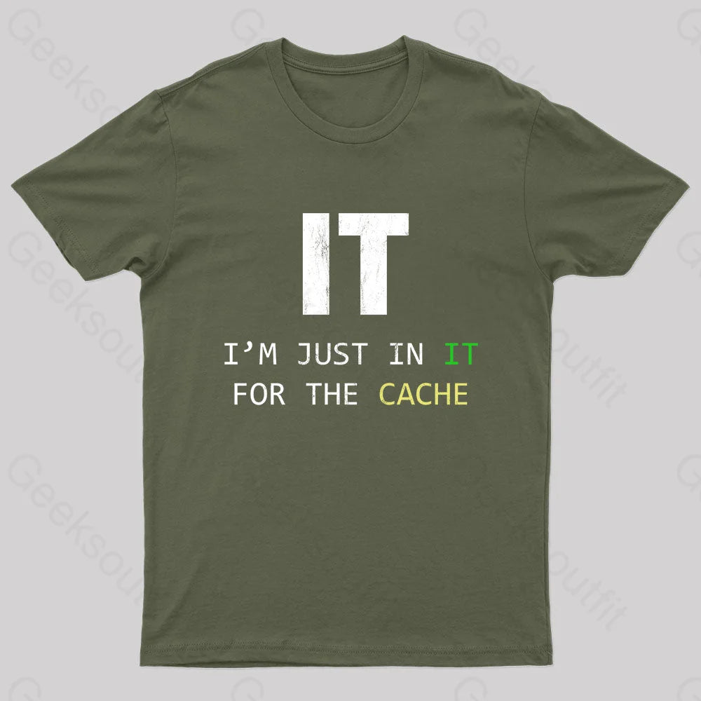 S For Tech Support It Helpdesk Computer Geek T-Shirt Army Green /