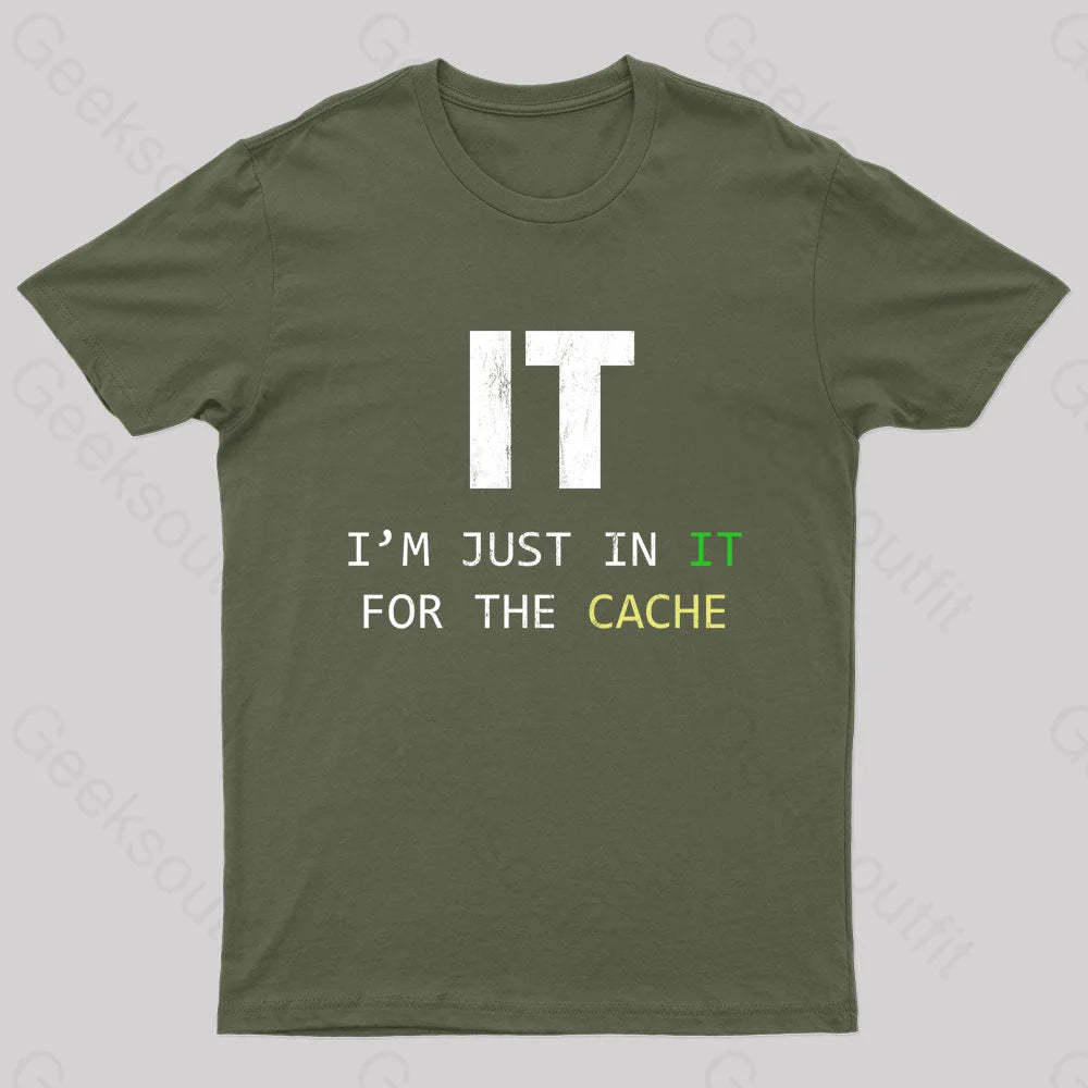 S For Tech Support It Helpdesk Computer Geek T-Shirt Army Green /