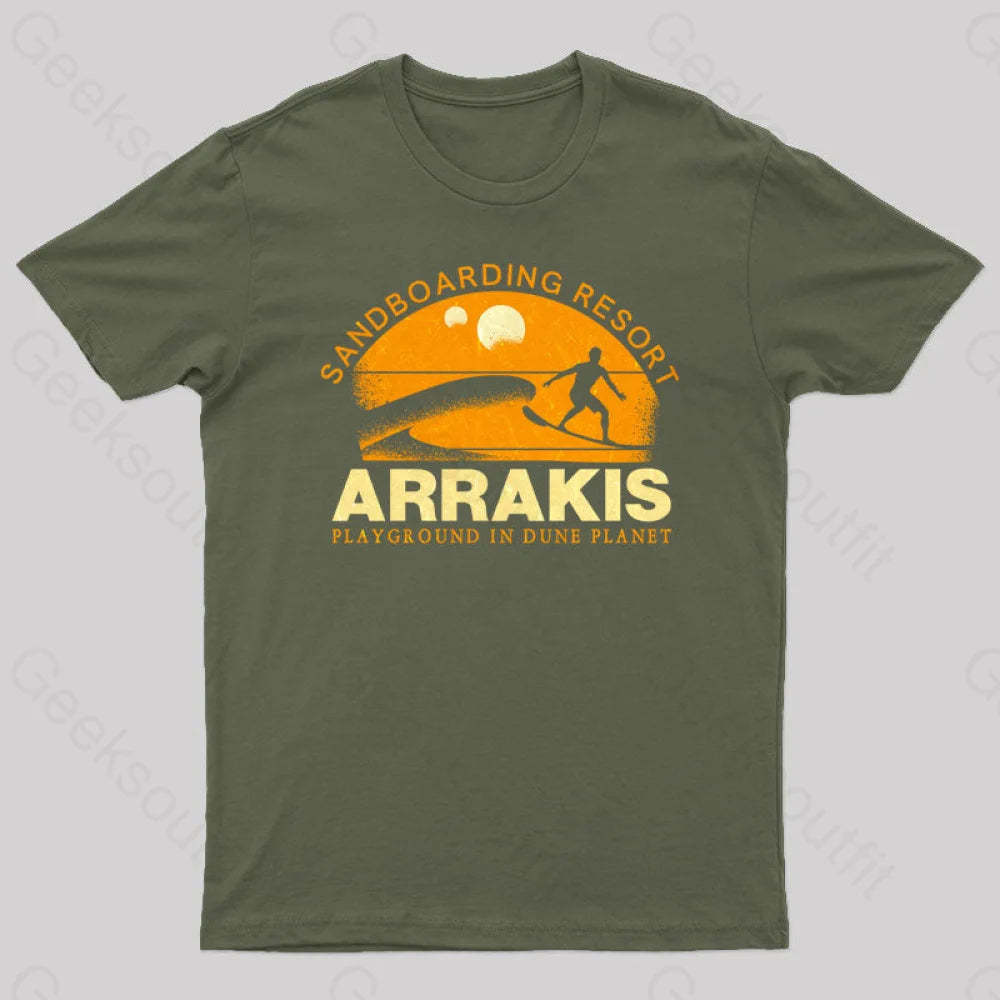 Sandboarding Resort Geek T-Shirt Army Green / S