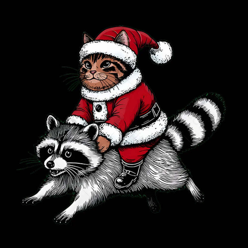 Santa Cat On A Raccoon Geek T-Shirt