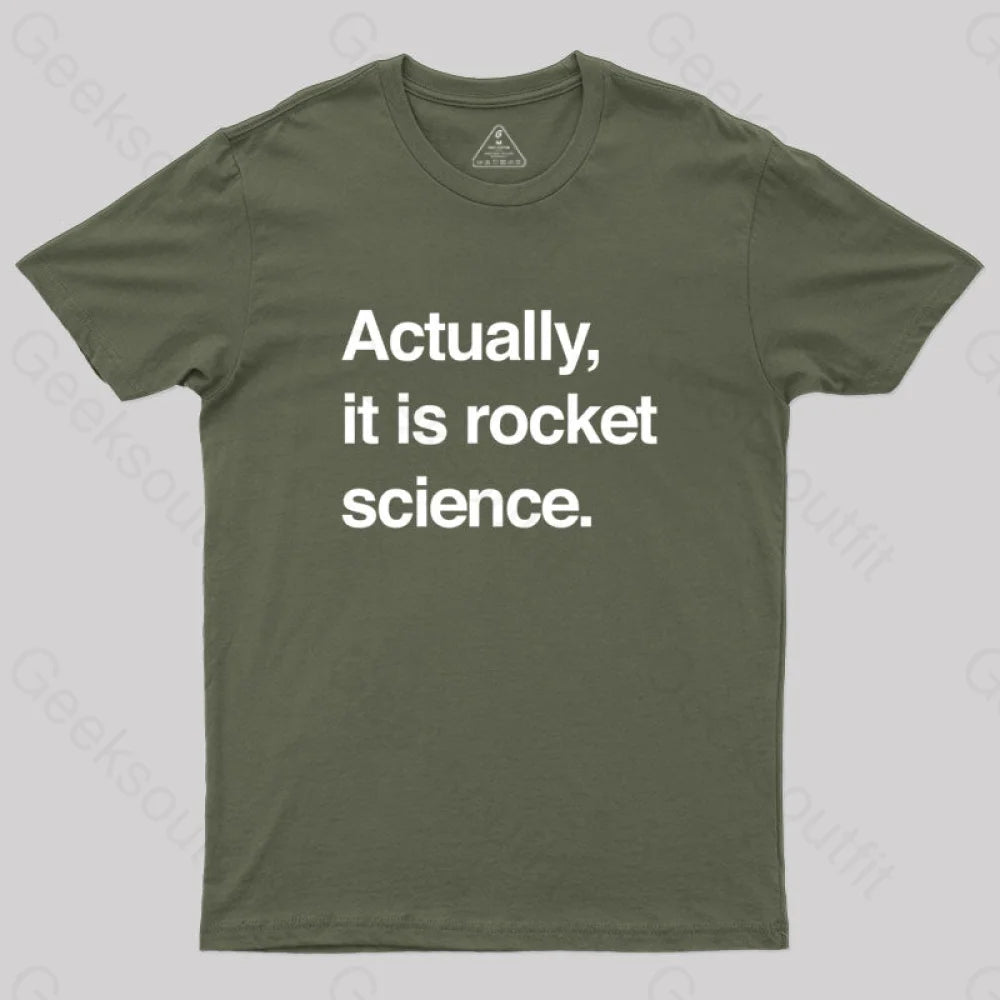 Sarcastic Rocket Science Quote T-Shirt Army Green / S