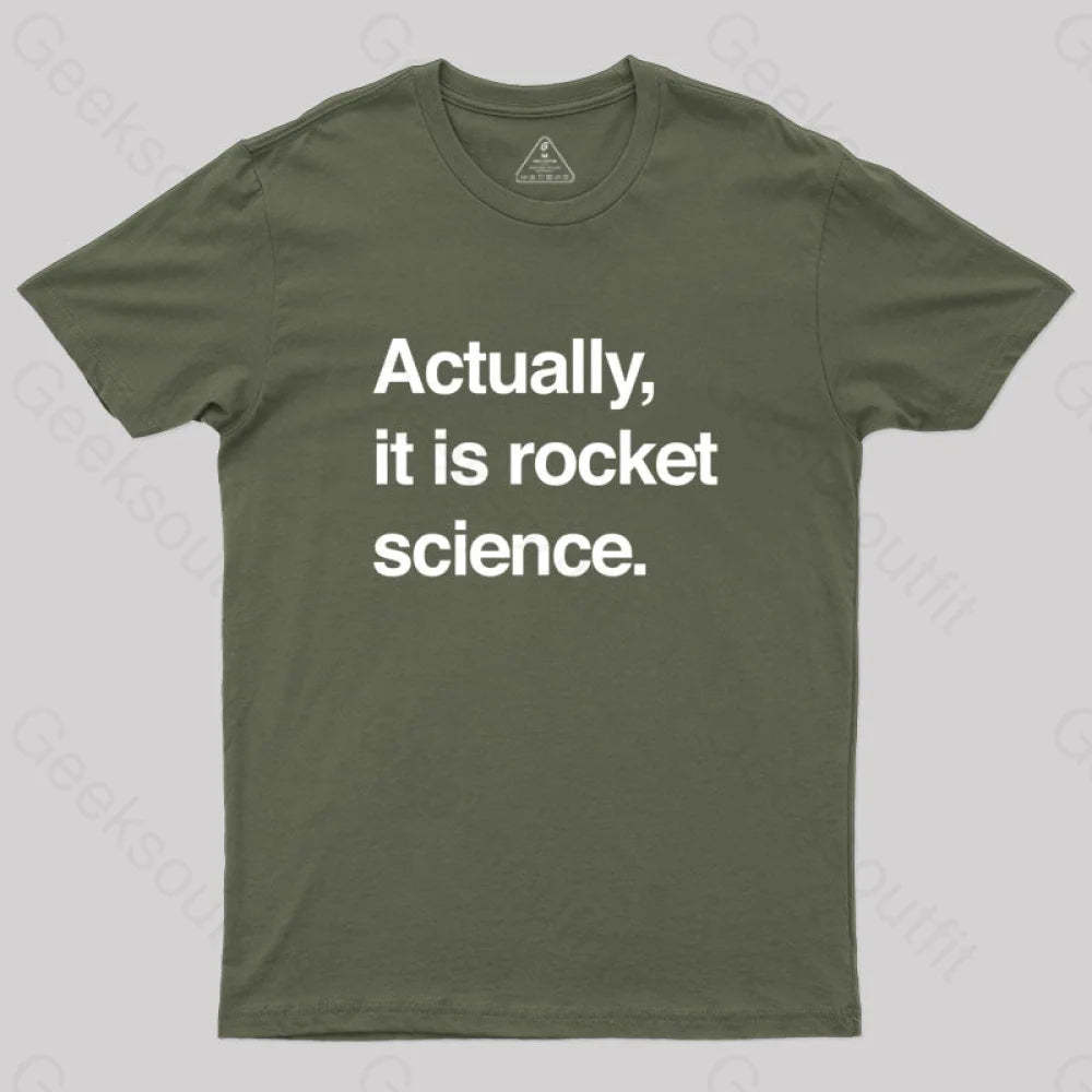 Sarcastic Rocket Science Quote T-Shirt Army Green / S