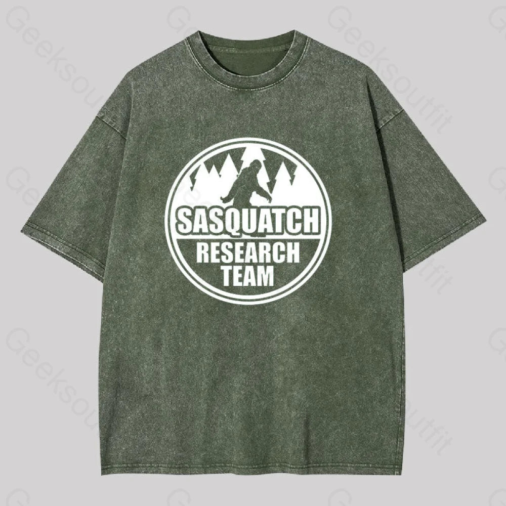 Sasquatch Research Team Geek Washed T-Shirt Army Green / S