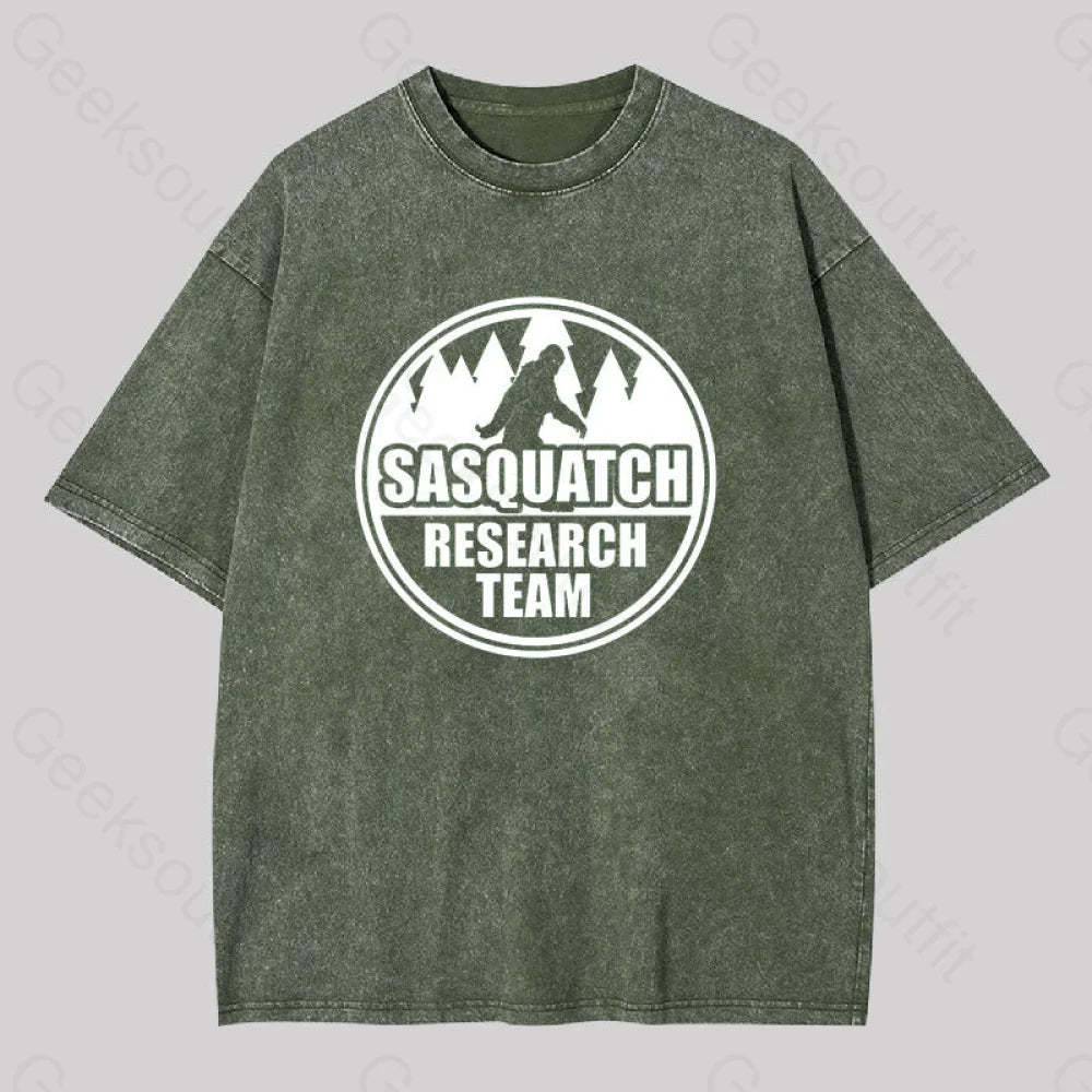 Sasquatch Research Team Geek Washed T-Shirt Army Green / S