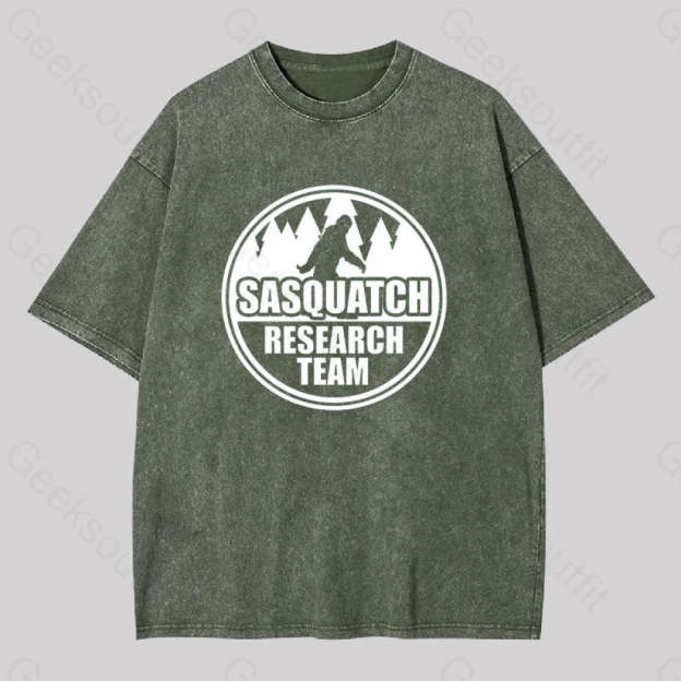 Sasquatch Research Team Geek Washed T-Shirt Army Green / S
