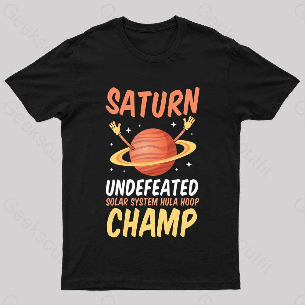 Saturn Undefeated Hula Hoop Champ Geek T-Shirt Black / S