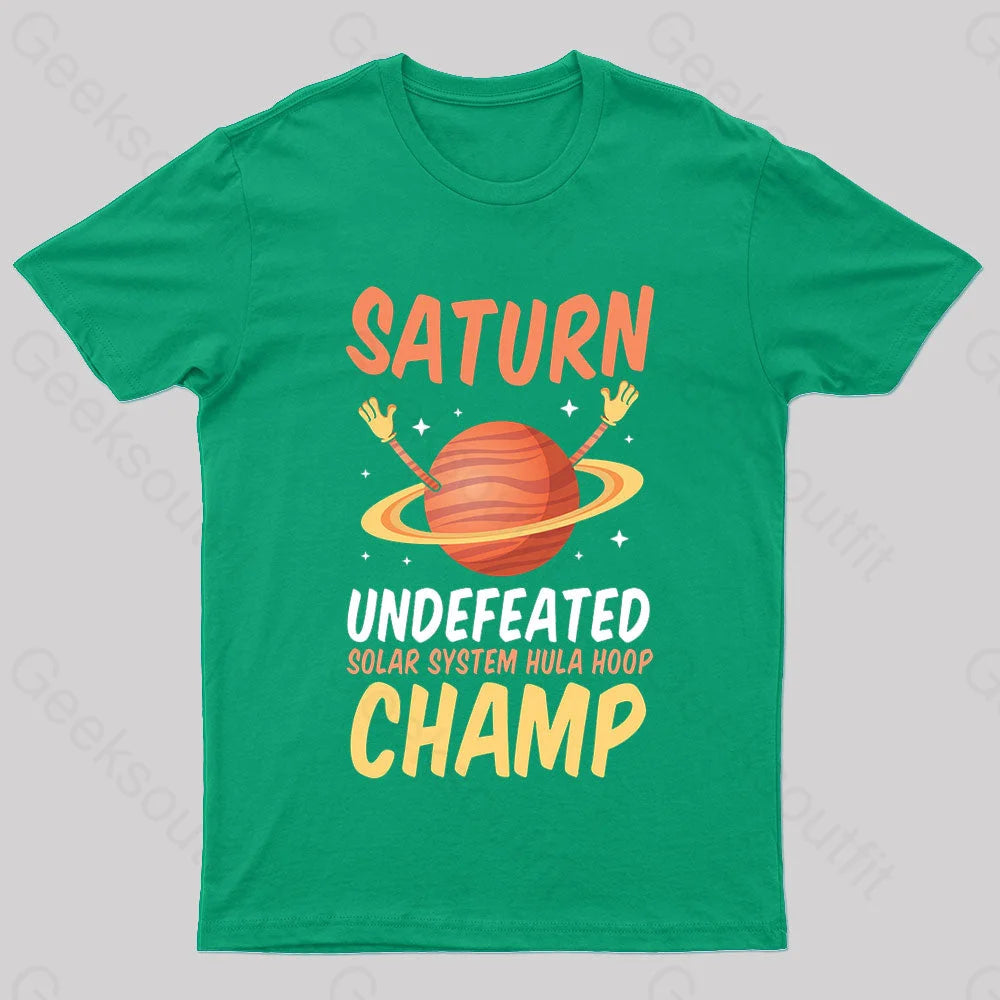 Saturn Undefeated Hula Hoop Champ Geek T-Shirt Green / S