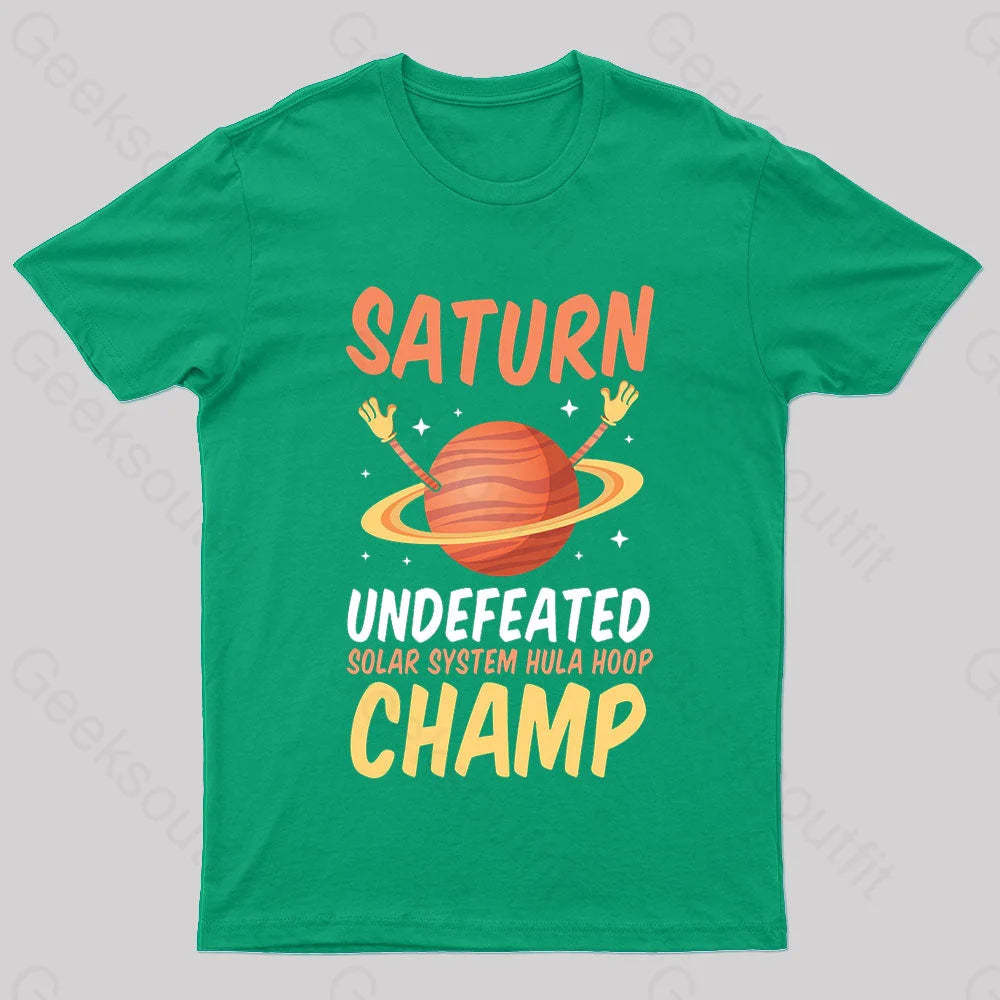 Saturn Undefeated Hula Hoop Champ Geek T-Shirt Green / S