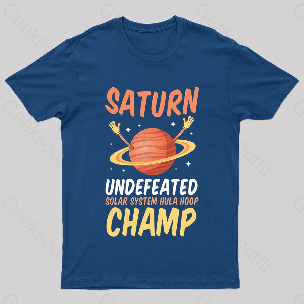 Saturn Undefeated Hula Hoop Champ Geek T-Shirt Navy / S