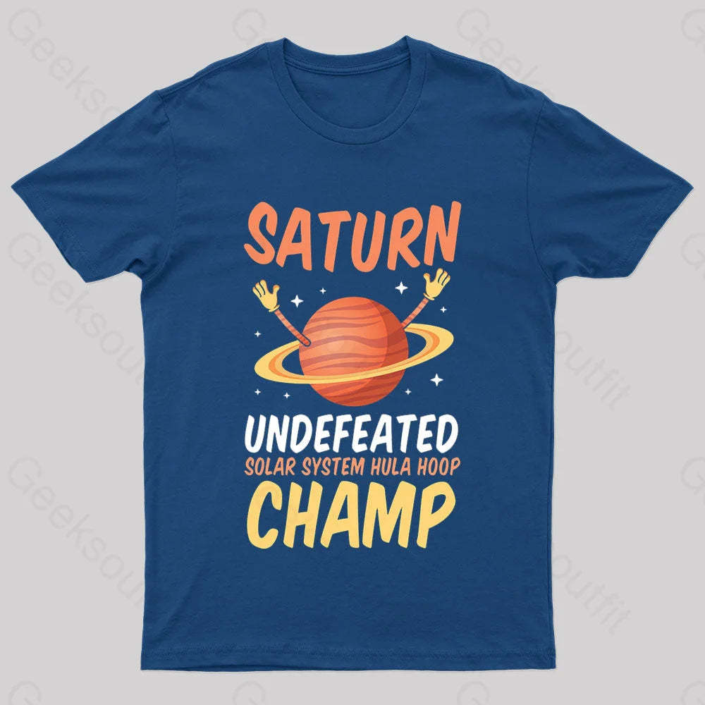 Saturn Undefeated Hula Hoop Champ Geek T-Shirt Navy / S
